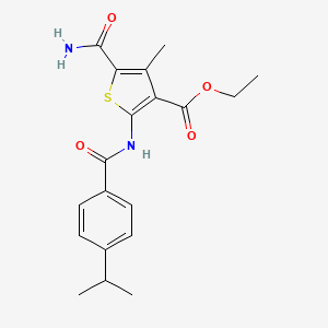 Ethyl 5-carbamoyl-4-methyl-2-({[4-(propan-2-yl)phenyl]carbonyl}amino)thiophene-3-carboxylate