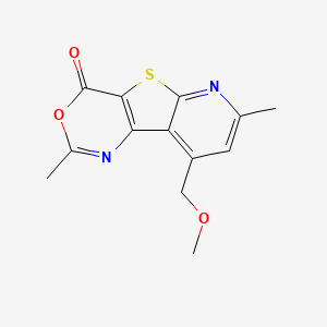 molecular formula C13H12N2O3S B11118198 13-(methoxymethyl)-4,11-dimethyl-5-oxa-8-thia-3,10-diazatricyclo[7.4.0.02,7]trideca-1(13),2(7),3,9,11-pentaen-6-one 