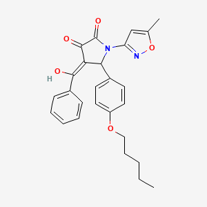 molecular formula C26H26N2O5 B11118204 3-hydroxy-1-(5-methyl-1,2-oxazol-3-yl)-5-[4-(pentyloxy)phenyl]-4-(phenylcarbonyl)-1,5-dihydro-2H-pyrrol-2-one 