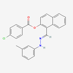 molecular formula C25H19ClN2O2 B11118275 1-{(E)-[2-(3-methylphenyl)hydrazinylidene]methyl}naphthalen-2-yl 4-chlorobenzoate 