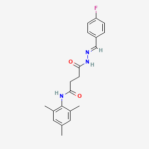 molecular formula C20H22FN3O2 B11118303 4-[(2E)-2-(4-fluorobenzylidene)hydrazinyl]-4-oxo-N-(2,4,6-trimethylphenyl)butanamide 