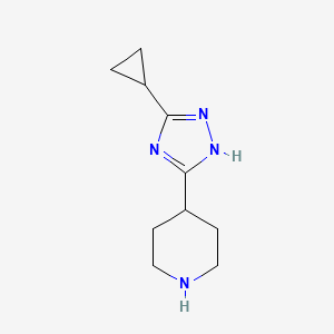 molecular formula C10H16N4 B11118308 4-(3-cyclopropyl-1H-1,2,4-triazol-5-yl)piperidine 