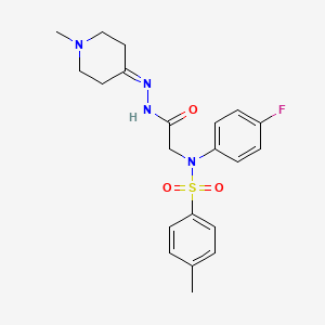 2-(4-fluoro-N-(4-methylphenyl)sulfonylanilino)-N-[(1-methylpiperidin-4-ylidene)amino]acetamide