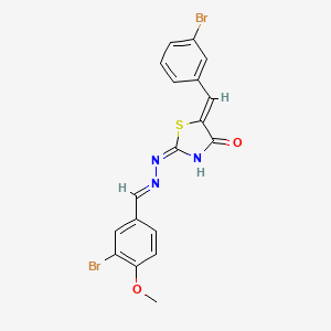 molecular formula C18H13Br2N3O2S B11118356 (2E,5Z)-5-(3-bromobenzylidene)-2-[(2E)-(3-bromo-4-methoxybenzylidene)hydrazinylidene]-1,3-thiazolidin-4-one 