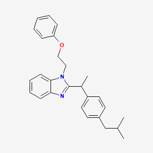 molecular formula C27H30N2O B11118374 2-{1-[4-(2-methylpropyl)phenyl]ethyl}-1-(2-phenoxyethyl)-1H-benzimidazole 