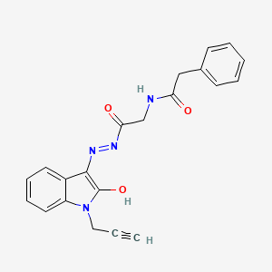 N-({N'-[(3Z)-2-Oxo-1-(prop-2-YN-1-YL)-2,3-dihydro-1H-indol-3-ylidene]hydrazinecarbonyl}methyl)-2-phenylacetamide