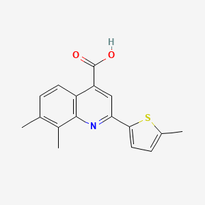 molecular formula C17H15NO2S B11118411 7,8-Dimethyl-2-(5-methylthiophen-2-yl)quinoline-4-carboxylic acid 