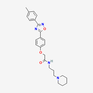 molecular formula C25H30N4O3 B11118435 2-{4-[3-(4-methylphenyl)-1,2,4-oxadiazol-5-yl]phenoxy}-N-[3-(piperidin-1-yl)propyl]acetamide 