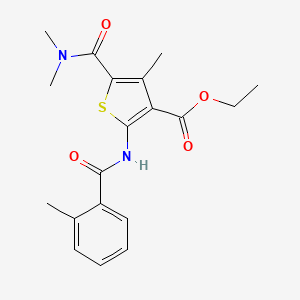 molecular formula C19H22N2O4S B11118478 Ethyl 5-(dimethylcarbamoyl)-4-methyl-2-{[(2-methylphenyl)carbonyl]amino}thiophene-3-carboxylate 