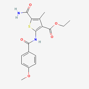 Ethyl 5-carbamoyl-2-{[(4-methoxyphenyl)carbonyl]amino}-4-methylthiophene-3-carboxylate