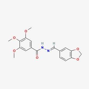 molecular formula C18H18N2O6 B11118486 N'-[(E)-1,3-Benzodioxol-5-ylmethylidene]-3,4,5-trimethoxybenzohydrazide 