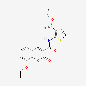 molecular formula C19H17NO6S B11118535 ethyl 2-{[(8-ethoxy-2-oxo-2H-chromen-3-yl)carbonyl]amino}thiophene-3-carboxylate 