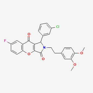 molecular formula C27H21ClFNO5 B11118551 1-(3-Chlorophenyl)-2-[2-(3,4-dimethoxyphenyl)ethyl]-7-fluoro-1,2-dihydrochromeno[2,3-c]pyrrole-3,9-dione 