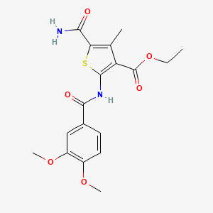 molecular formula C18H20N2O6S B11118573 Ethyl 5-carbamoyl-2-{[(3,4-dimethoxyphenyl)carbonyl]amino}-4-methylthiophene-3-carboxylate 