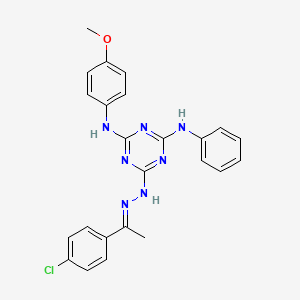 6-{(2E)-2-[1-(4-chlorophenyl)ethylidene]hydrazinyl}-N-(4-methoxyphenyl)-N'-phenyl-1,3,5-triazine-2,4-diamine