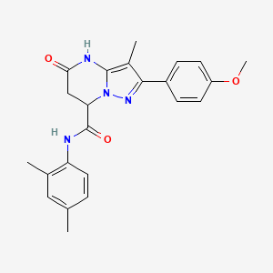 molecular formula C23H24N4O3 B11118646 N-(2,4-dimethylphenyl)-5-hydroxy-2-(4-methoxyphenyl)-3-methyl-6,7-dihydropyrazolo[1,5-a]pyrimidine-7-carboxamide 