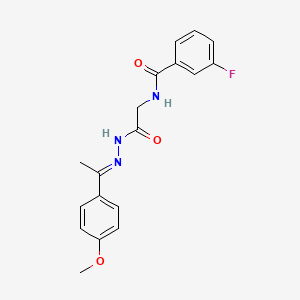 molecular formula C18H18FN3O3 B11118666 3-Fluoro-N-(2-{2-[(E)-1-(4-methoxyphenyl)ethylidene]hydrazino}-2-oxoethyl)benzamide 