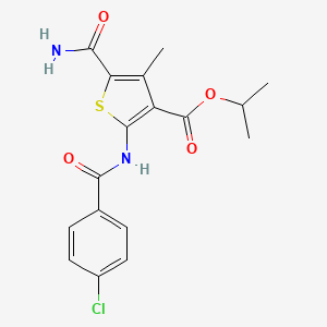 molecular formula C17H17ClN2O4S B11118680 Propan-2-yl 5-carbamoyl-2-{[(4-chlorophenyl)carbonyl]amino}-4-methylthiophene-3-carboxylate 