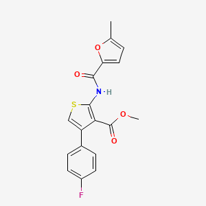 molecular formula C18H14FNO4S B11118722 Methyl 4-(4-fluorophenyl)-2-{[(5-methylfuran-2-yl)carbonyl]amino}thiophene-3-carboxylate 