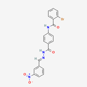 molecular formula C21H15BrN4O4 B11118727 2-bromo-N-(4-{[(2E)-2-(3-nitrobenzylidene)hydrazinyl]carbonyl}phenyl)benzamide 