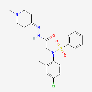 molecular formula C21H25ClN4O3S B11118729 N-(4-Chloro-2-methylphenyl)-N-{[N'-(1-methylpiperidin-4-ylidene)hydrazinecarbonyl]methyl}benzenesulfonamide 