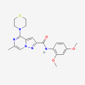 molecular formula C20H23N5O3S B11118734 N-(2,4-dimethoxyphenyl)-6-methyl-4-(thiomorpholin-4-yl)pyrazolo[1,5-a]pyrazine-2-carboxamide 