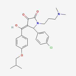 molecular formula C26H31ClN2O4 B11118791 5-(4-chlorophenyl)-1-[3-(dimethylamino)propyl]-3-hydroxy-4-{[4-(2-methylpropoxy)phenyl]carbonyl}-1,5-dihydro-2H-pyrrol-2-one 