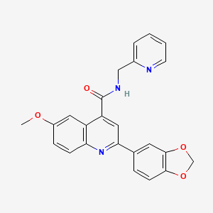 molecular formula C24H19N3O4 B11118911 2-(1,3-benzodioxol-5-yl)-6-methoxy-N-(pyridin-2-ylmethyl)quinoline-4-carboxamide 