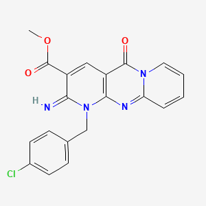 methyl 7-[(4-chlorophenyl)methyl]-6-imino-2-oxo-1,7,9-triazatricyclo[8.4.0.03,8]tetradeca-3(8),4,9,11,13-pentaene-5-carboxylate