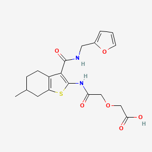 molecular formula C19H22N2O6S B11119023 [2-({3-[(Furan-2-ylmethyl)carbamoyl]-6-methyl-4,5,6,7-tetrahydro-1-benzothiophen-2-yl}amino)-2-oxoethoxy]acetic acid 