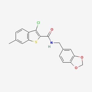 N-(1,3-benzodioxol-5-ylmethyl)-3-chloro-6-methyl-1-benzothiophene-2-carboxamide