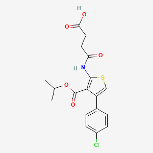 molecular formula C18H18ClNO5S B11119073 4-({4-(4-Chlorophenyl)-3-[(propan-2-yloxy)carbonyl]thiophen-2-yl}amino)-4-oxobutanoic acid 