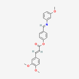 molecular formula C25H23NO5 B11119151 4-{(E)-[(3-methoxyphenyl)imino]methyl}phenyl (2E)-3-(3,4-dimethoxyphenyl)prop-2-enoate 