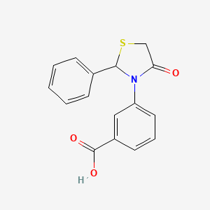 molecular formula C16H13NO3S B11119185 3-(4-Oxo-2-phenyl-1,3-thiazolidin-3-yl)benzoic acid CAS No. 400744-14-1