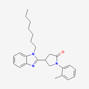 molecular formula C25H31N3O B11119215 4-(1-heptyl-1H-benzimidazol-2-yl)-1-(2-methylphenyl)pyrrolidin-2-one 