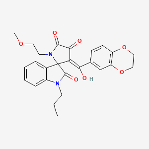 (3'E)-3'-[2,3-dihydro-1,4-benzodioxin-6-yl(hydroxy)methylidene]-1'-(2-methoxyethyl)-1-propylspiro[indole-3,2'-pyrrolidine]-2,4',5'(1H)-trione