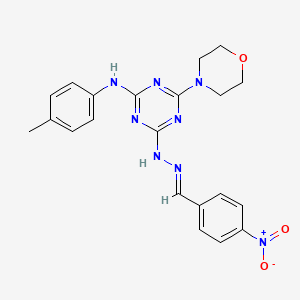 molecular formula C21H22N8O3 B11119227 N-(4-methylphenyl)-4-(morpholin-4-yl)-6-[(2E)-2-(4-nitrobenzylidene)hydrazinyl]-1,3,5-triazin-2-amine 