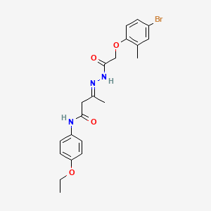 (3E)-3-{2-[(4-bromo-2-methylphenoxy)acetyl]hydrazinylidene}-N-(4-ethoxyphenyl)butanamide