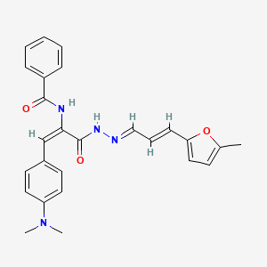 N-[(1E)-1-[4-(dimethylamino)phenyl]-3-{(2E)-2-[(2E)-3-(5-methylfuran-2-yl)prop-2-en-1-ylidene]hydrazinyl}-3-oxoprop-1-en-2-yl]benzamide