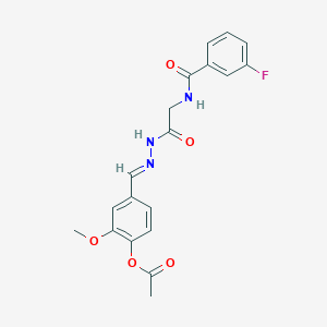 molecular formula C19H18FN3O5 B11119344 4-[((E)-2-{2-[(3-Fluorobenzoyl)amino]acetyl}hydrazono)methyl]-2-methoxyphenyl acetate 