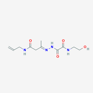 (3E)-3-(2-{[(2-hydroxyethyl)amino](oxo)acetyl}hydrazinylidene)-N-(prop-2-en-1-yl)butanamide