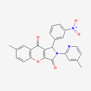 molecular formula C24H17N3O5 B11119408 7-Methyl-2-(4-methylpyridin-2-yl)-1-(3-nitrophenyl)-1,2-dihydrochromeno[2,3-c]pyrrole-3,9-dione 