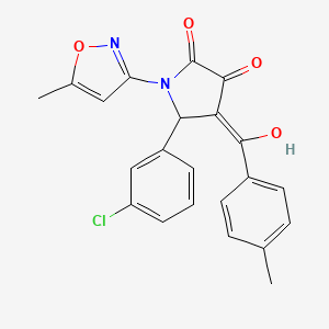 molecular formula C22H17ClN2O4 B11119440 5-(3-chlorophenyl)-3-hydroxy-1-(5-methyl-1,2-oxazol-3-yl)-4-[(4-methylphenyl)carbonyl]-1,5-dihydro-2H-pyrrol-2-one 