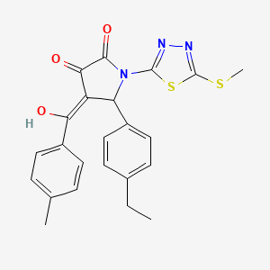 molecular formula C23H21N3O3S2 B11119450 5-(4-ethylphenyl)-3-hydroxy-4-[(4-methylphenyl)carbonyl]-1-[5-(methylsulfanyl)-1,3,4-thiadiazol-2-yl]-1,5-dihydro-2H-pyrrol-2-one 