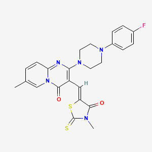 molecular formula C24H22FN5O2S2 B11119461 2-[4-(4-fluorophenyl)piperazin-1-yl]-7-methyl-3-[(Z)-(3-methyl-4-oxo-2-thioxo-1,3-thiazolidin-5-ylidene)methyl]-4H-pyrido[1,2-a]pyrimidin-4-one 