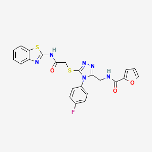 molecular formula C23H17FN6O3S2 B11119464 N-((5-((2-(benzo[d]thiazol-2-ylamino)-2-oxoethyl)thio)-4-(4-fluorophenyl)-4H-1,2,4-triazol-3-yl)methyl)furan-2-carboxamide 