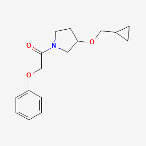 molecular formula C16H21NO3 B11119471 1-(3-(Cyclopropylmethoxy)pyrrolidin-1-yl)-2-phenoxyethanone 