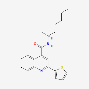 molecular formula C21H24N2OS B11119485 N-(heptan-2-yl)-2-(thiophen-2-yl)quinoline-4-carboxamide 