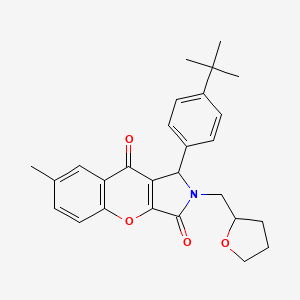 molecular formula C27H29NO4 B11119506 1-(4-Tert-butylphenyl)-7-methyl-2-(tetrahydrofuran-2-ylmethyl)-1,2-dihydrochromeno[2,3-c]pyrrole-3,9-dione 