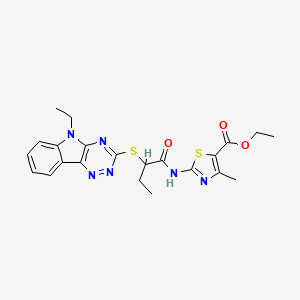 ethyl 2-({2-[(5-ethyl-5H-[1,2,4]triazino[5,6-b]indol-3-yl)sulfanyl]butanoyl}amino)-4-methyl-1,3-thiazole-5-carboxylate